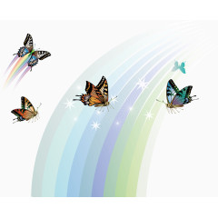 蝴蝶彩虹矢量图