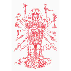 矢量千手观音剪纸