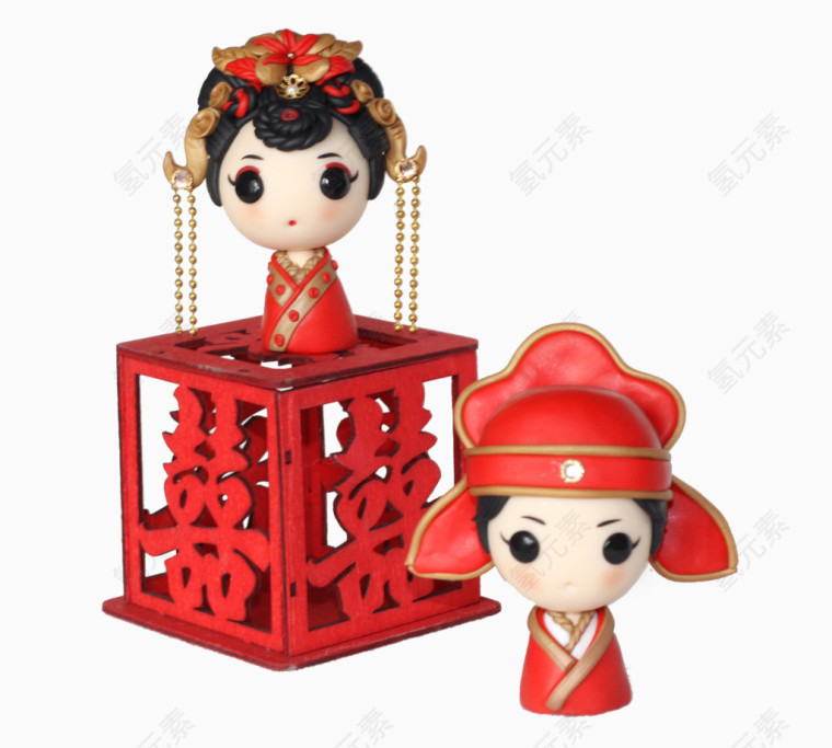 婚庆陶偶小人装饰免抠素材
