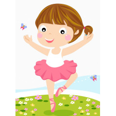 卡通芭蕾舞女孩矢量素材