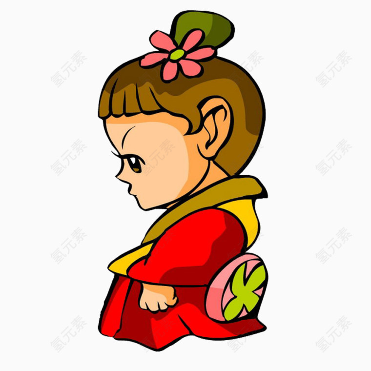 小丫鬟卡通形象免抠素材