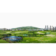 郊区建筑绿化背景