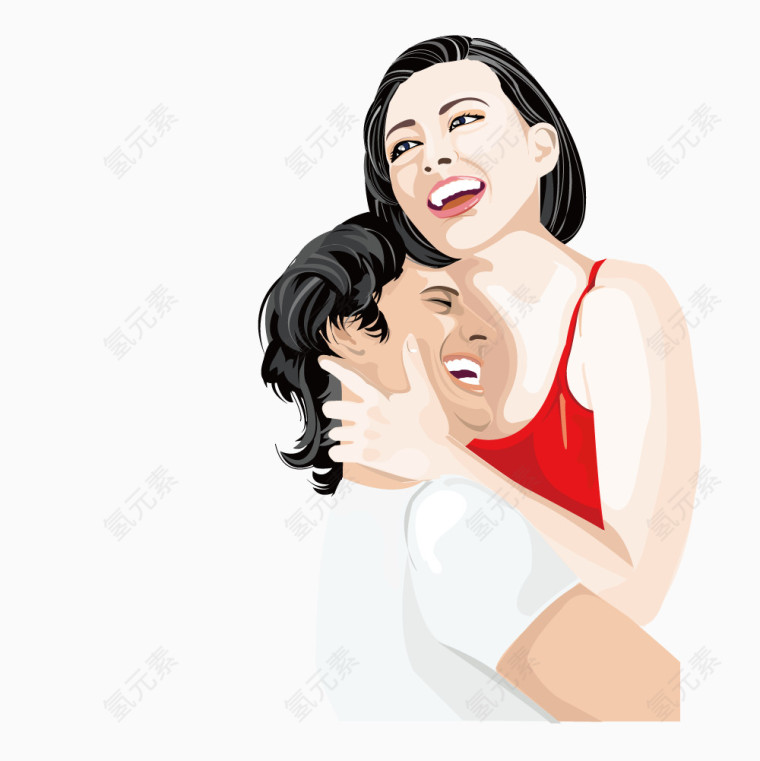 抱着妻子的丈夫