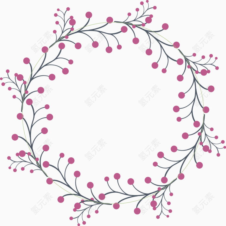 矢量植物婚礼花环