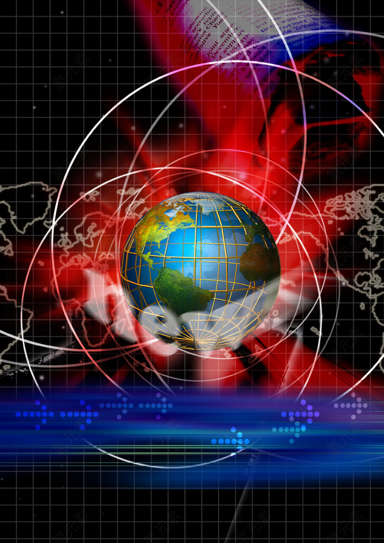 时尚科技未来感的炫彩地球背景图