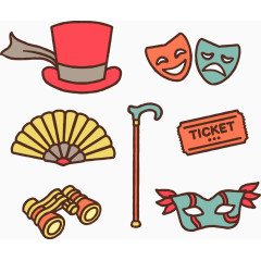 彩色扁平化话剧元素