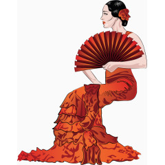 矢量手绘古典美女