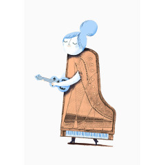 卡通女人弹吉他