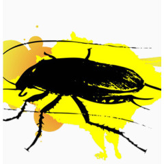 黄色背景蟑螂