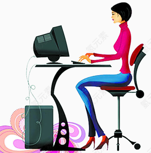 正在使用电脑的美女