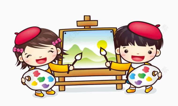 画画中的卡通小孩
