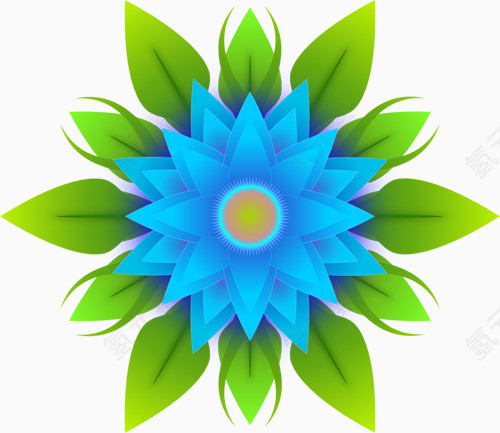 蓝色花卉装饰图案