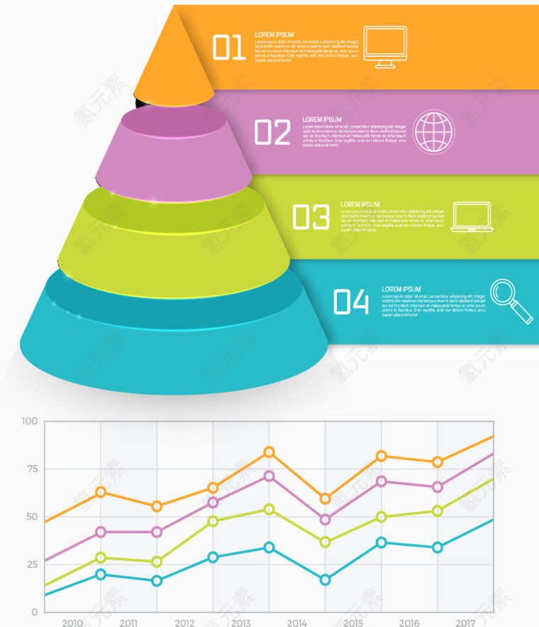 锥形创意信息图表矢量