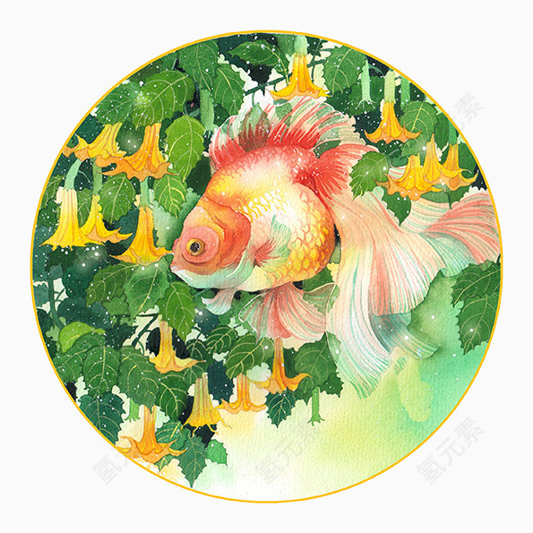 鲤鱼扇面