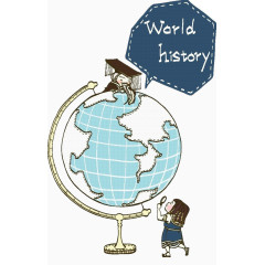 地球仪上戴博士帽的人