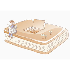 坐在书上阅读