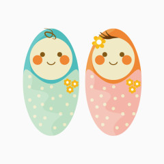 矢量手绘双胞胎娃娃