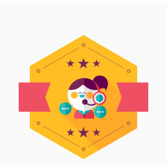 黄色卡通客服促销标签