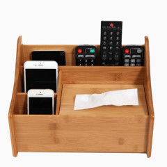 天然竹制桌面多功能纸巾盒