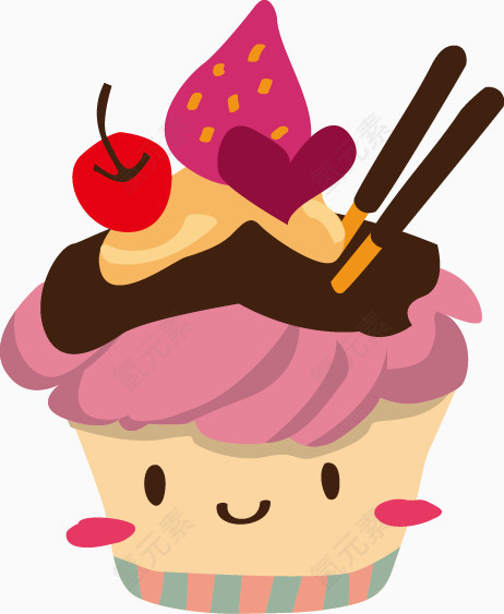 卡通草莓樱桃心形图案