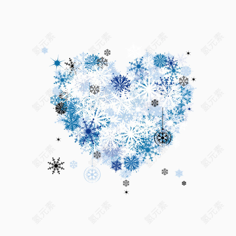 蓝色雪花组成心形