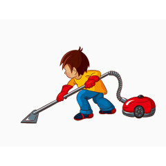 打扫卫生的小男孩