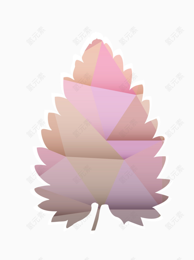 矢量红色几何渐变榆树叶形状装饰