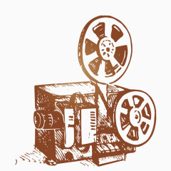 矢量手绘老式电影播放机