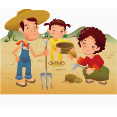 家人干活矢量种地