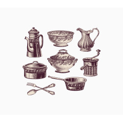 复古手绘茶具器皿