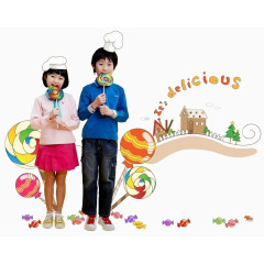 吃棒棒糖的小孩