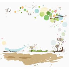 春季背景卡通漫画海报素材