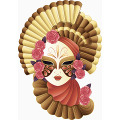 矢量扇子面具女王