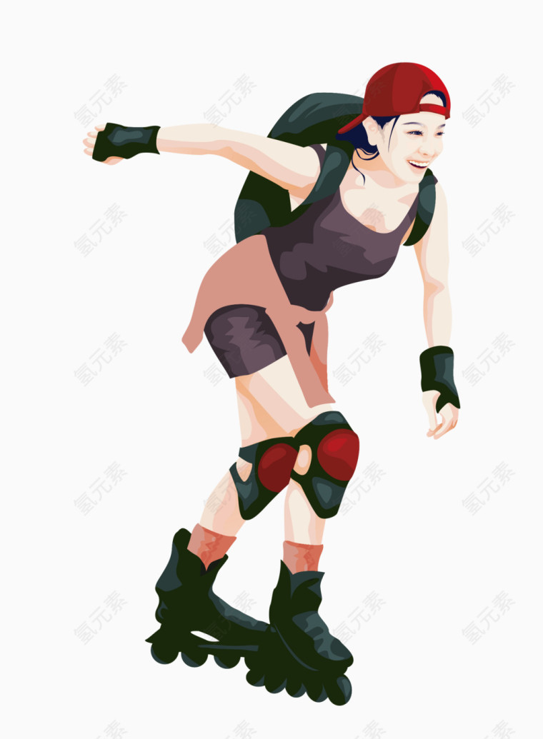卡通轮滑女孩