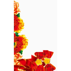 金边红丝带牡丹花背景