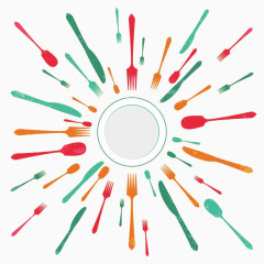 彩色的刀叉元素