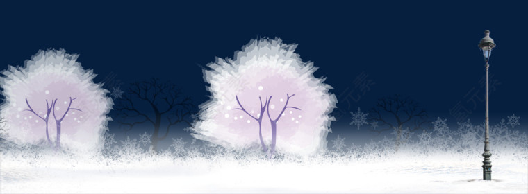 白色手绘雪景