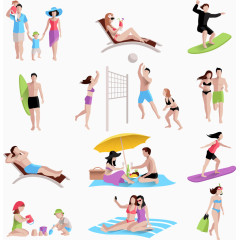 海边娱乐活动矢量素材