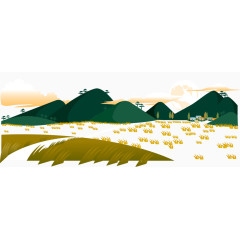 矢量高清手绘山坡风景素材