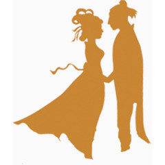 橙色牛郎织女剪影