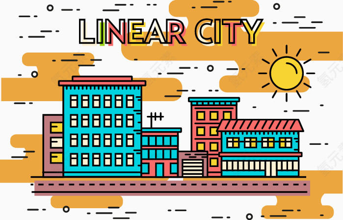 矢量城市街道景色