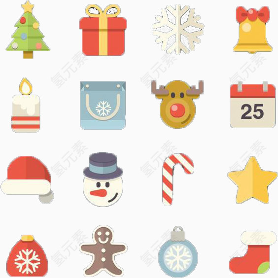 圣诞平面可爱元素