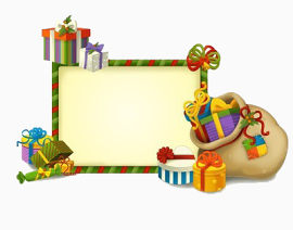 四角都有礼物盒的贺卡