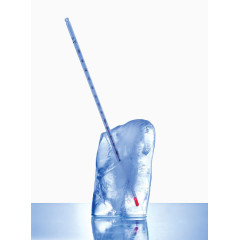 蓝色冰块温度测试