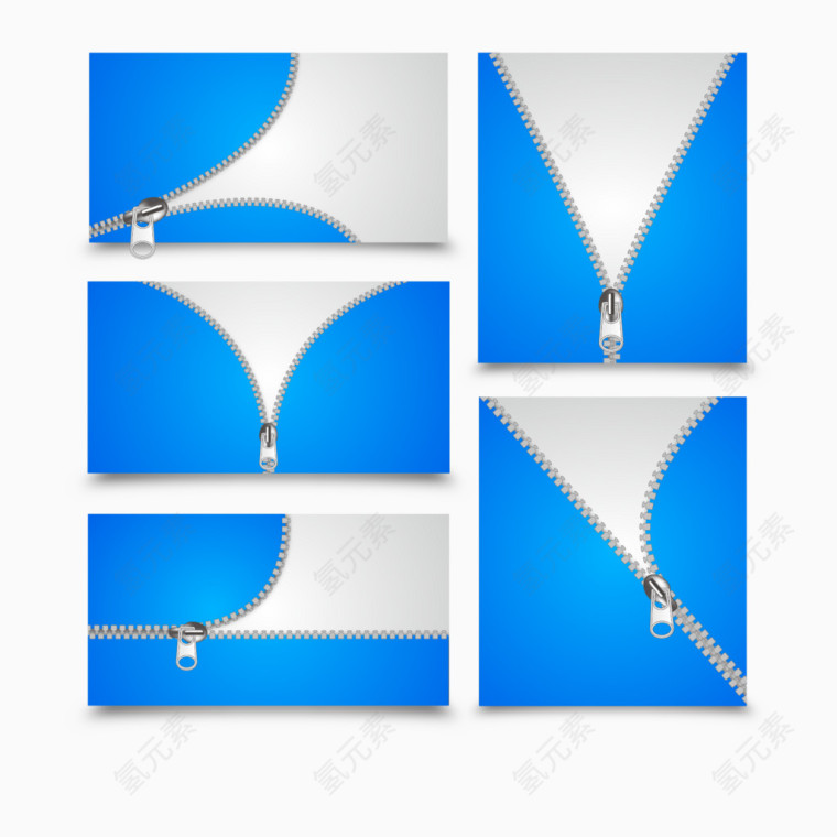 淡蓝色衣服拉链矢量图