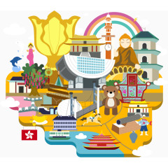 卡通旅游景点素材图案