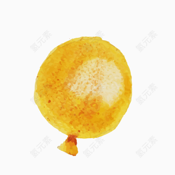彩色墨迹手绘黄色气球