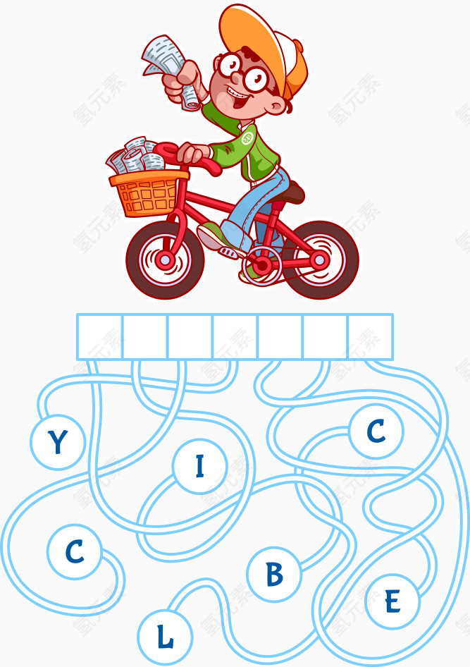 矢量送报纸的小孩
