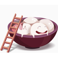 紫色卡通汤圆装饰图案