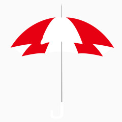 矢量红色扁平卡通雨伞